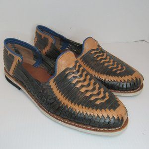 Men's Woven Leather Slip On Shoes Sandals
